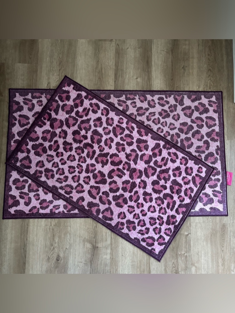 juicy couture pink Leopard Print kitchen Rug Set